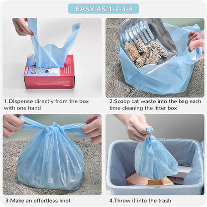 Cat Litter Bags, 120 Count, Ultra Thick, Scented, Leak-Proof, Disposable, 15 Liters Capacity