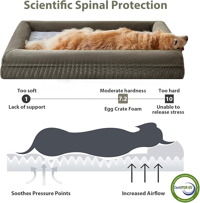 WNPETHOME XXXL Big Dog Bed, Washable Dog Couch with Removable Waterproof Cover, Orthopedic Large Pet Sofa Bed with Bolster Sides for Sleeping