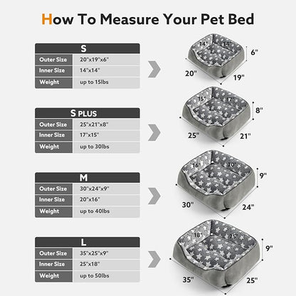 SIWA MARY Large Dog Bed, Rectangle XL, Washable, Non-Slip Dark Grey (35"x25"x9")