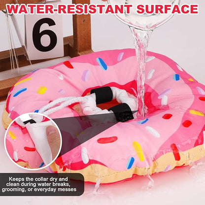 BINGPET Cat Cone Collar Soft,Waterproof Cat Recovery Collar to Stop Licking,Cute Donut Elizabethan e Collar for Cats Kittens Puppies Wound Healing After Surgery(Donut Pink,Small)