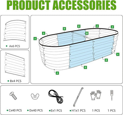 SnugNiture Galvanized Raised Garden Bed Outdoor, 2 Pcs 4x2x1ft Oval Metal Planter Box for Planting Plants Vegetables, Brown