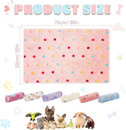 6 Pack Guinea Pig Cage Liner, Washable Guinea Pig Fleece Blankets Beding Accessories, Flannel Throw Warm Sleep Mat, Pet Pee Pads for Small Animal Hamster Rabbit Puppy Cat (Light Color, 26x14 Inch)