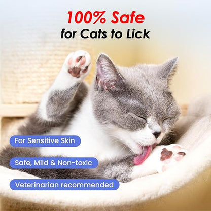 Cat Waterless Shampoo with Brush - No Rinse Formula for Quick Clean Between Baths, Hypoallergenic & Detangling, Reduce Itchy Skin Shedding & Odor Control,Vet-Recommended for Kittens/Senior Cats