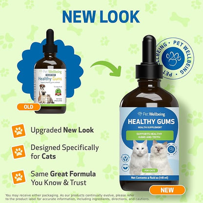 Pet Wellbeing Healthy Gums for Cats - Gums & Dental Health, Oral Care, Healthy Breath, Coenzyme Q10, Zinc Oxide, Calendula, Marshmallow Root - Veterinarian-Formulated Holistic Topical 4 oz (118 ml)