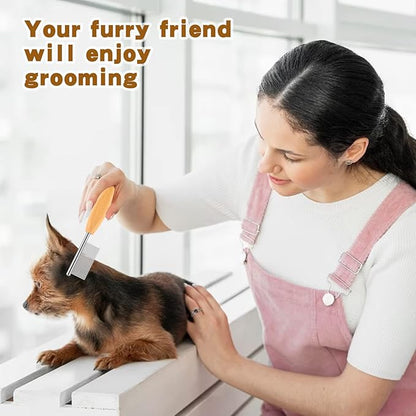 DLUGOPIS 4 In Pet Face and Finishing Comb for Dogs Small Faces Metal Pocket Comb Perfect For Matted Fur Knots Tangles