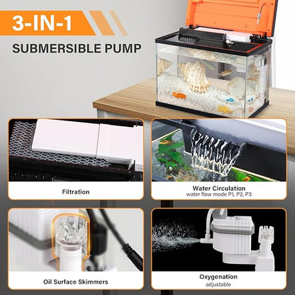 hygger Smart Aquarium Starter Kit, Glass Fish Tank with 24/7 Mode Light, Heater, Water Pump, Filter Media, Auto Feeder,Water Changer, Cleaning Tool, Fishing Net,Timer Automatic Switch (6 Gallon)