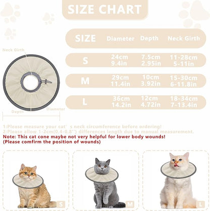 Lightweight Cat Cone Collar Soft, Soft Comfortable Cat Recovery Collar After Surgery, Elizabethan E Collar for Cats, Cone for Cats to Stop Licking (Khaki, Large)