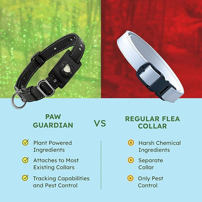 BugMD Paw Guardian Flea & Tick Pendant (2-Pack) with AirTag Holder – Plant-Based Flea & Tick Prevention for Dogs – Pet Collar Tag & GPS Tracker Holder for Dogs – Black