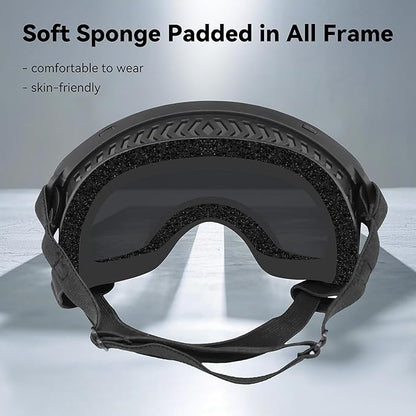 Dog Sunglasses UV Protection Clear Dog Goggles Windproof Glasses with Elastic Straps for Medium-Large Breed, Black Frame + Black Lens