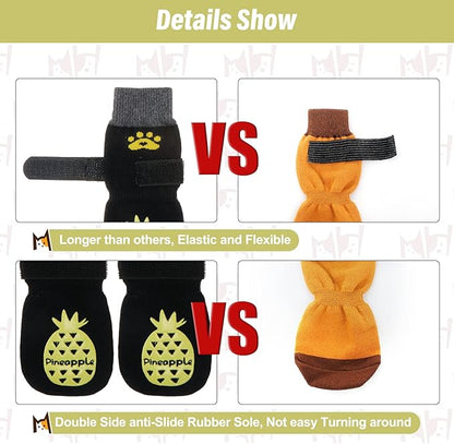 BEAUTYZOO Anti-Slip Dog Socks,Dog Shoes for Hot/Cold Pavement,Paw Protectors with Grips 3 Pairs for Puppy Small Medium Large Senior Old Dogs,Dog Socks to Prevent Licking and Hardwood Floor Protection