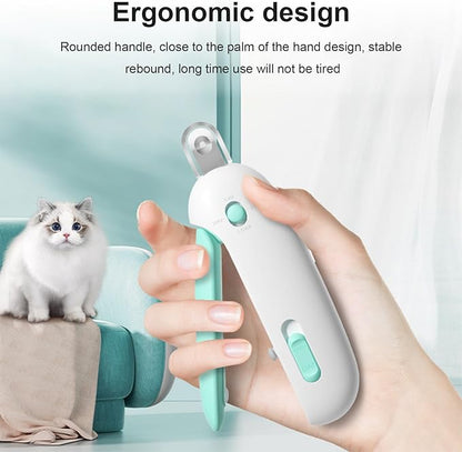 Pett Nail Clipper for Cats - Gentle Round-Hole Trimmer with Dust Storage | Adjustable Size & Hidden Nail File | Pet Grooming Tool for Safe & Loving Care (Blue)