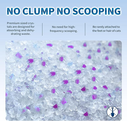 Made4Pets Cat Litter Crystals, Non Clumping Cat Litter Odor Control Kitty Litter Non Clumping No scooping Low Dust, Low Tracking, Lightweight, Dehydrates Waste, Lavender – 25.8 lbs (6 x 4.3 lb Packs)