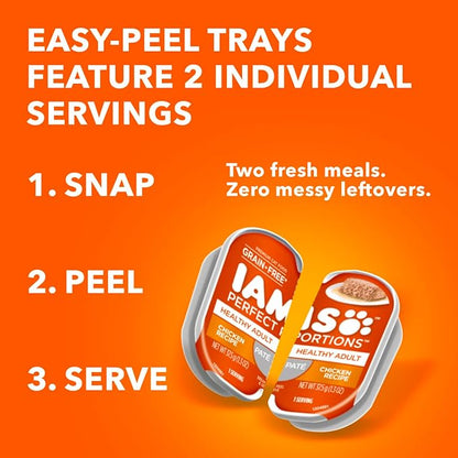 IAMS Perfect Portions Healthy Adult Wet Cat Food Pate, Chicken and Salmon Recipe Variety Pack, 2.6 oz. Twin-Pack Trays (24 Count, 48 Servings)