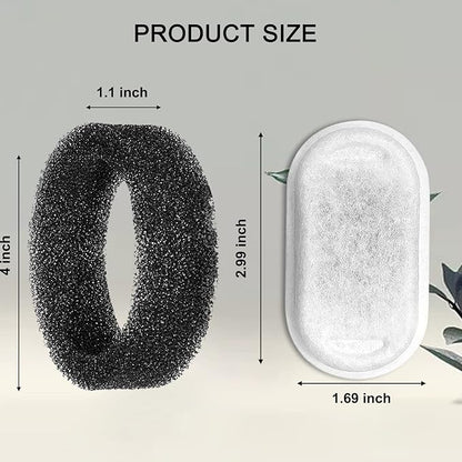 Cat Water Fountain Filters for 108/3.2L& 67oz/2L Stainless Steel Pet Water Dispenser Fountain Filter Replacement with 8 Sponges (8 Filters&8 Sponges)