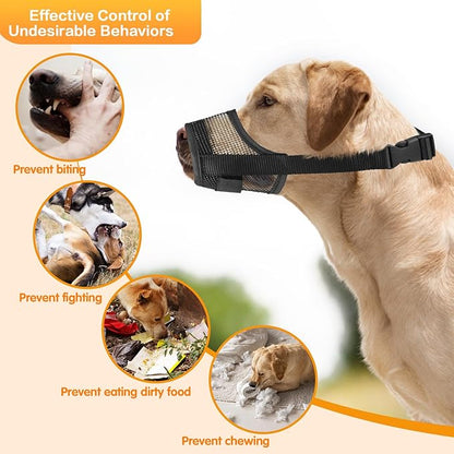 Dog Muzzle, Soft Mesh Muzzle for Medium Sized Dog Mouth Guard, Breathable Adjustable Muzzles to Prevent Biting, No Bark Muzzle for Dogs Allow Panting Drinking (Black, M)