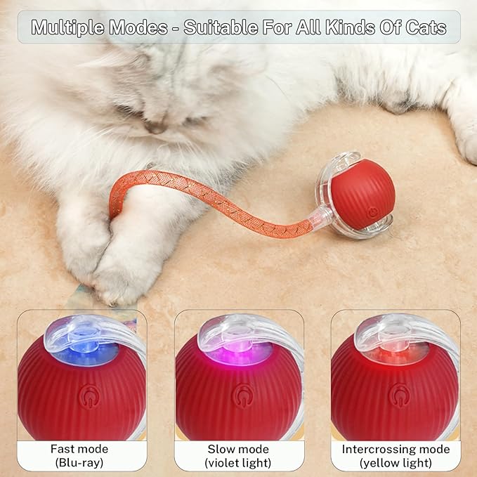 Red Speedy Tail 2.0 Cat Ball Toy – Upgraded Interactive Stimulating Toy for Bored Indoor Cats