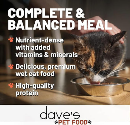 Dave's Pet Food Grain Free Wet Canned Cat Food (Turkey), Made in USA Naturally Healthy, Added Vitamins & Minerals, Gluten-Free, 12.5 oz Cans (12 Pack)