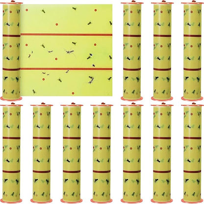 Qualirey 295 ft Giant Sticky Fly Traps, 30 Feet Fly Strips for Indoor Outdoor Hanging Flying Tapes Non Toxic Ribbon Fruit Gnat Killer for Mosquito Plants House Horse Stable (Fluorescent Green)