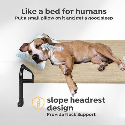 Veehoo Original Elevated Dog Cot - One-Sided Raised Headboard Cooling Pet Bed, Non-Slip & Breathable, L, CWC2417A