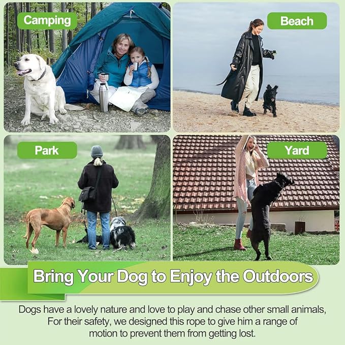 Tie Out Cable for Dogs,20FT Dog Leads,Heavy Duty Tie Out Cable for Large Dogs Up to 125lbs,Durable Dog Runner Tether Line for Outdoor,Yard