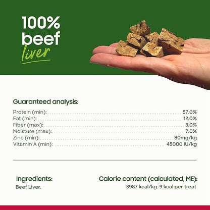smallbatch Freeze Dried Dog Treats, Beef Liver Treats for Dogs & Cats, High Protein, Single Ingredient Dog Treat for Training or Food Topper, Natural, Humanely Sourced Meat, Made in The USA, 4 oz