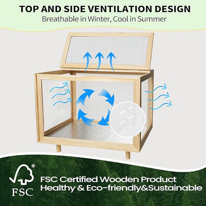 Large Hamster Cages - Wooden Hamster Mice and Rat Habitat with Ventilator Small Animal Cages for Rabbits, Guinea Pigs with Waterproof Bottom Plate