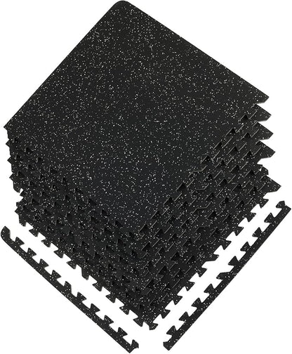 VEVOR 6PCS 0.56 inch Thick Gym Floor Mats, 25" x 25" EVA Foam & Rubber Top Interlocking Workout Floor Mats with 24 sq.ft Coverage, Waterproof Exercise Puzzle Flooring for Gym, Home, Garage, Basement