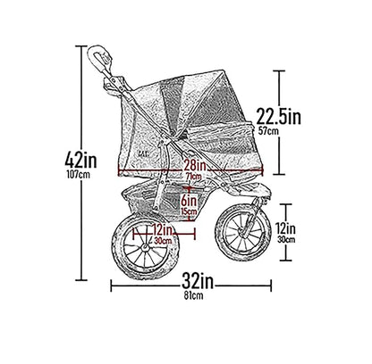Pet Gear No-Zip Jogger Pet Stroller for Cats/Dogs, Zipperless Entry, Airless Tires, Easy One-Hand Fold, Cup Holder + Storage Basket, Hunter