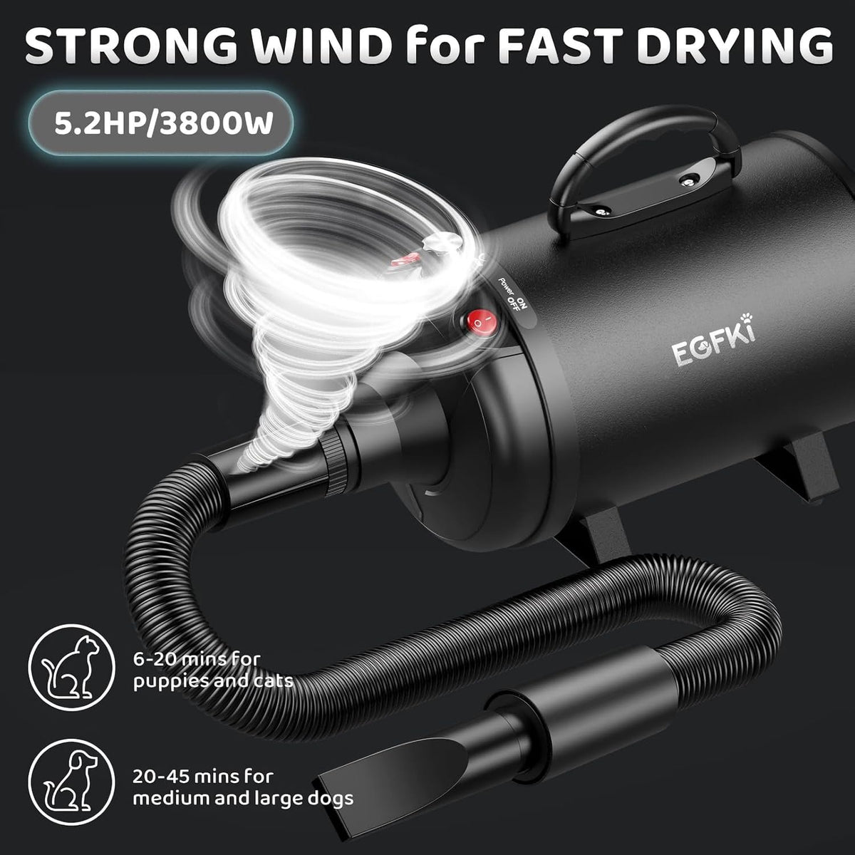 High-Velocity Dog Grooming Dryer – Heater & 4 Nozzles