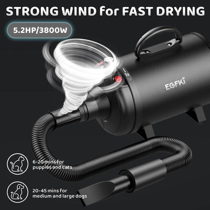 High-Velocity Dog Grooming Dryer – Heater & 4 Nozzles