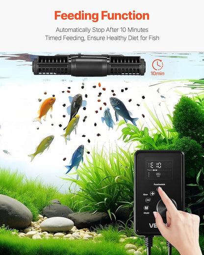 VEVOR Aquarium Wave Maker, 15W, 1428 GPH Adjustable Cross Flow Pump with Controller, Magnetic DC 24V Aquarium Powerhead, Strong Magnetic Base, 360° Rotating Wavemaker, for Saltwater Marine Freshwater