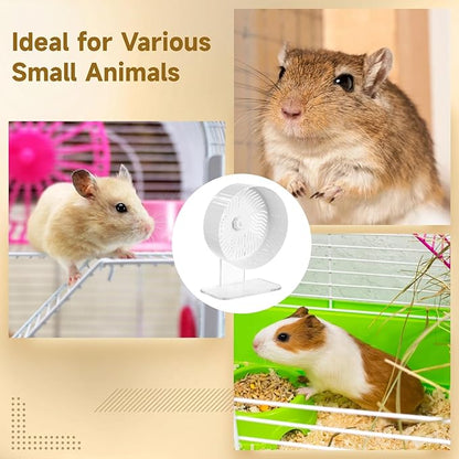 Silent Hamster Wheel, Hamster Exercise Wheel with Adjustable Acrylic Stand, Hamster Exercise Wheel for Gerbil, Syrian & Dwarf, Chinchilla and More Small Animal Hamster Running Wheels (8.2 in)