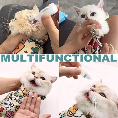 Cat Grooming Wrap, [XXL] Cat Restraint Wrap for Nail Clipping, Ear Cleaning, and Teeth Brushing, Self-Adherent, Anti-Bite, Anti-Scratch, Anti Scratch