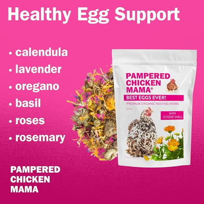 Pampered Chicken Mama Best Eggs Ever! Nesting Herbs for Chickens (4 Pounds) for Chicken Nesting Boxes Calcium Supplement for Chickens | Chicken Feed Supplies, Hen Treats for Coops (4 Bags)