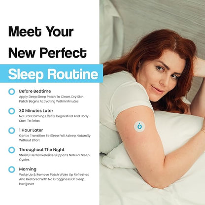 Natural DEEP Sleep Patches for Adults: 8-Hour Time-Release Formula for Sustained Rest & Superior Absorption W/Ashwagandha, Magnesium, Passionflower, Valerian Root, Lemon Balm & Chamomile
