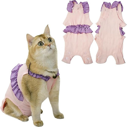Cat Recovery Suit,Kitten Onesie After Surgery,E-Collar Alternative for Abdominal Wound and Skin Diseases,Soft Breathable Bodysuit After Spay（Pink-m）