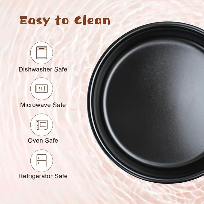 SPUNKYJUNKY Ceramic Elevated Dog Bowl Set with Acacia Wood Stand for Food and Water for Large Dogs (60.87 OZ, Black, Dog Paw Pattern)