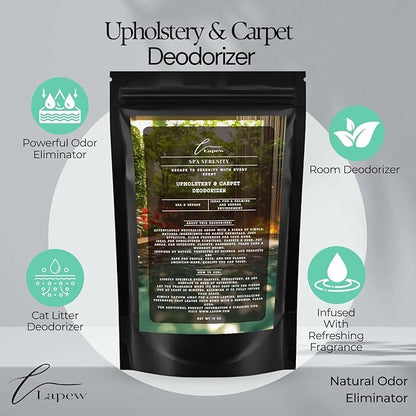 Spa Serenity Carpet Freshener Powder 16 oz | Powerful Odor Eliminator for Home | Upholstery Deodorizer | Carpet Deodorizer | Pet Urine | Cat Litter Box