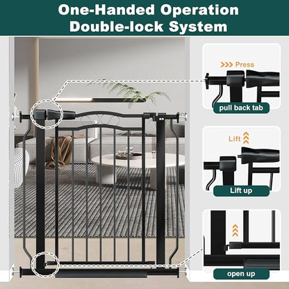 62.5"-71.6" Extra Wide Baby Gate for Doorways No Drill, Pressure Mounted Dog Gate Indoor, Walk Thru Pet Gate for Cat Dog Child,Pet Gates for The House Doorway Black