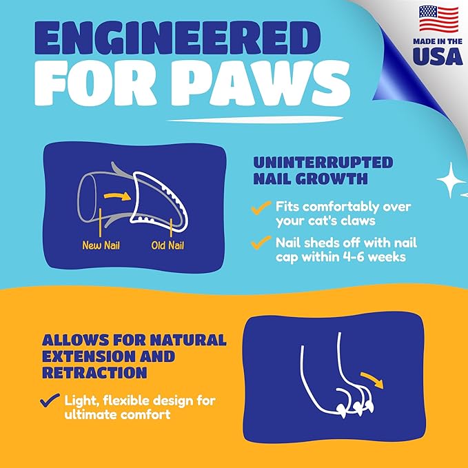 Soft Claws Cat Nail Caps for Large Cats – (40 Caps, Pride) - Made in USA - Veterinarian-Developed | Protects Furniture & Skin - Easy to Apply, Long-Lasting Anti-Scratch Soft Cat Claw Covers