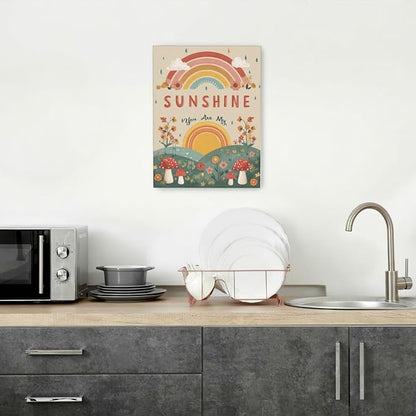 You Are My Sunshine Inspirational Canvas Wall Art Motivational Encouragements Wall Decor First Communion Gifts for Girls Boys Toddler Teens Pictures Painting Print Artwork Framed Decorations Nursery Dorm Bedroom 12"x16"
