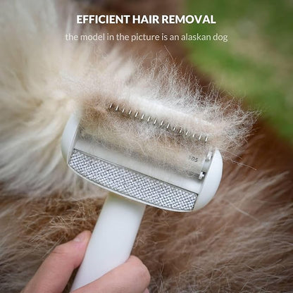 Self Cleaning Grooming Brush for Shedding Pets Rake Gently Removes Loose Undercoat Mats Tangled (Black)