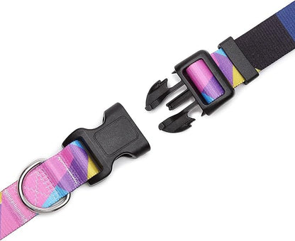 Mercano Adjustable Dog Collar - Special Design Patterns, Soft Nylon Comfortable Sturdy Pet Collar for Small Medium Large Dogs (S, Geometry Purple)