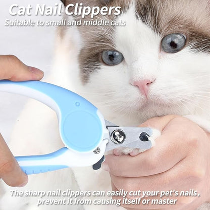 2PCS Pet Grooming Kit, Cat Brushes & Cat Nail Clipper, Cat Grooming Brush for Sedding and Grooming Fur（Blue）