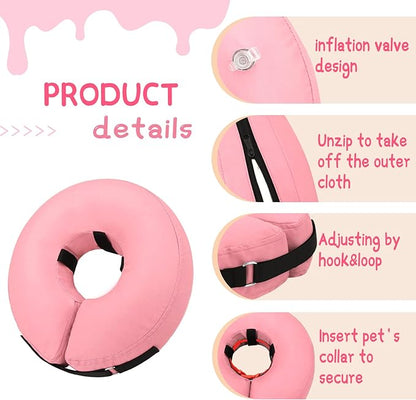 Supet Inflatable Dog Cone Collar Alternative After Surgery, Doggie Neck Donut Collar Recovery ECollar for Post Surgery, Soft Dog Cone for Small Medium Puppies Cats
