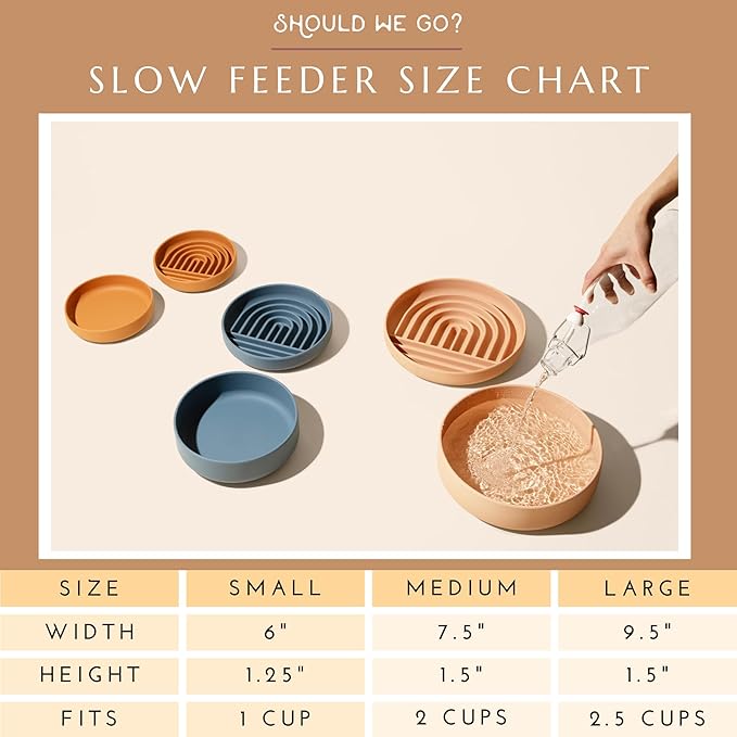 The Slowdown Bowl Silicone Slow Feeder for Cats & Kittens, Slow Eating Mealtime Solution with Modern Lick Mat Design, Reduces Gulping, Fits 1 Cup 6” Across x 1.25” Tall, Small-Blush