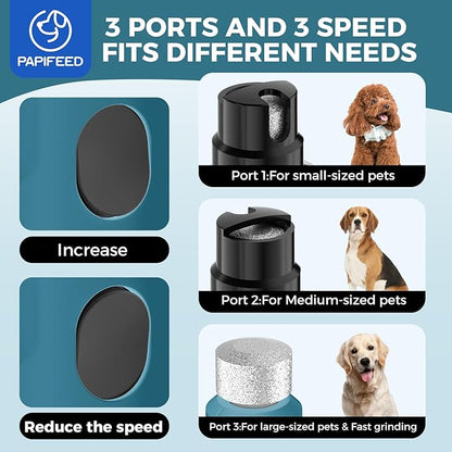 PIPAFFEED Dog Nail Grinder Upgraded with with Dog Nail Trimmers,2 LED Lights, 3-Speed Rechargeable & Quiet - Upgraded Electric Pet Nail Trimmer, Painless Paws Grooming Tool-Bule
