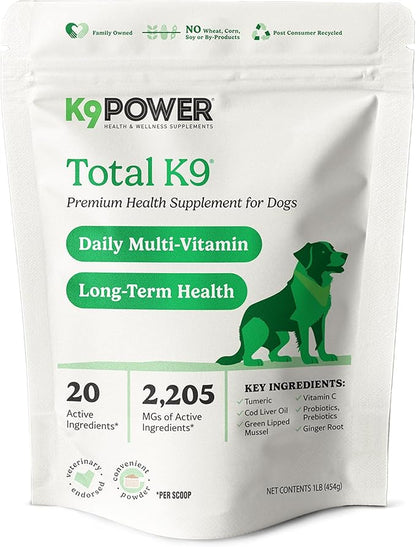 K9 Power Total K9 for Dogs 1lb - Supports Joint Health - Boosts Immune Function -Enhances Muscle Strength - Promotes a Healthy Coat