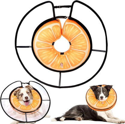 KOOLTAIL Inflatable Dog Cone Collar, Protective Dog Recovery E Collar for Medium Large Dogs After Surgery, Soft Adjustable Dog Neck Donut Cone with Enhanced Anti-Licking Does Not Impede Vision, M+