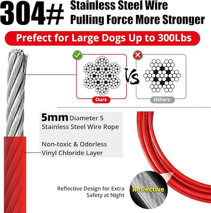 Jenico 100 FT Dog Runner Cable with Swivel Hook, Outdoor Training Line for Small to Medium Pets Up to 500 LBS